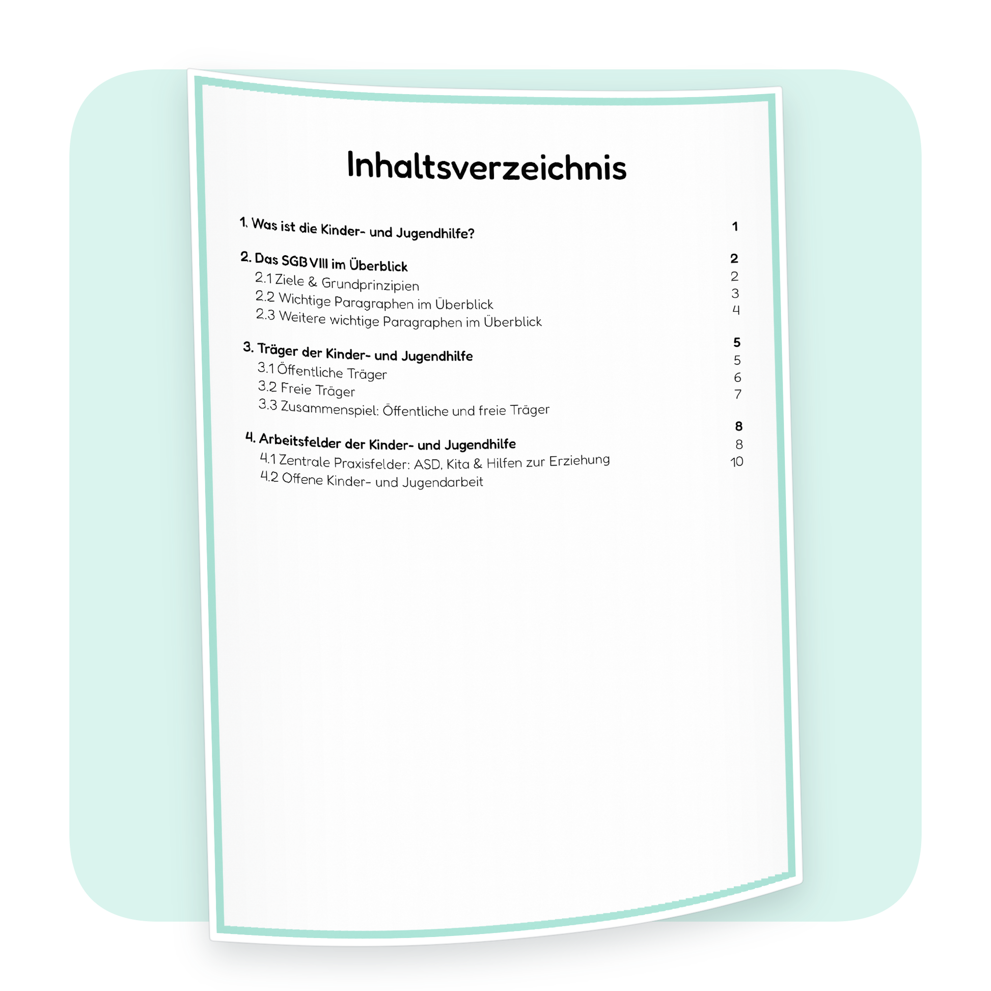 Inhaltsverzeichnis: Kinder- und Jugendhilfe - Trägerarten und Arbeitsfelder | ErzieherWissen