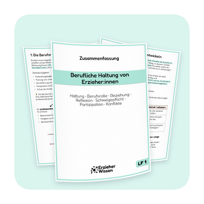 Produktübersicht der PDF-Zusammenfassung „Berufliche Haltung von Erzieher:innen“ | ErzieherWissen