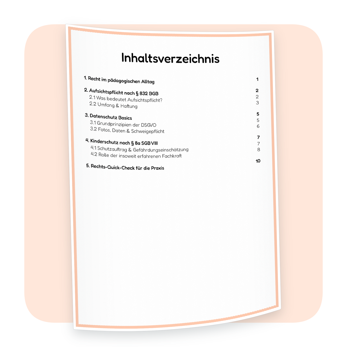 Inhaltsverzeichnis der PDF-Zusammenfassung „Rechtliche Grundlagen der Gruppenarbeit“ | ErzieherWissen