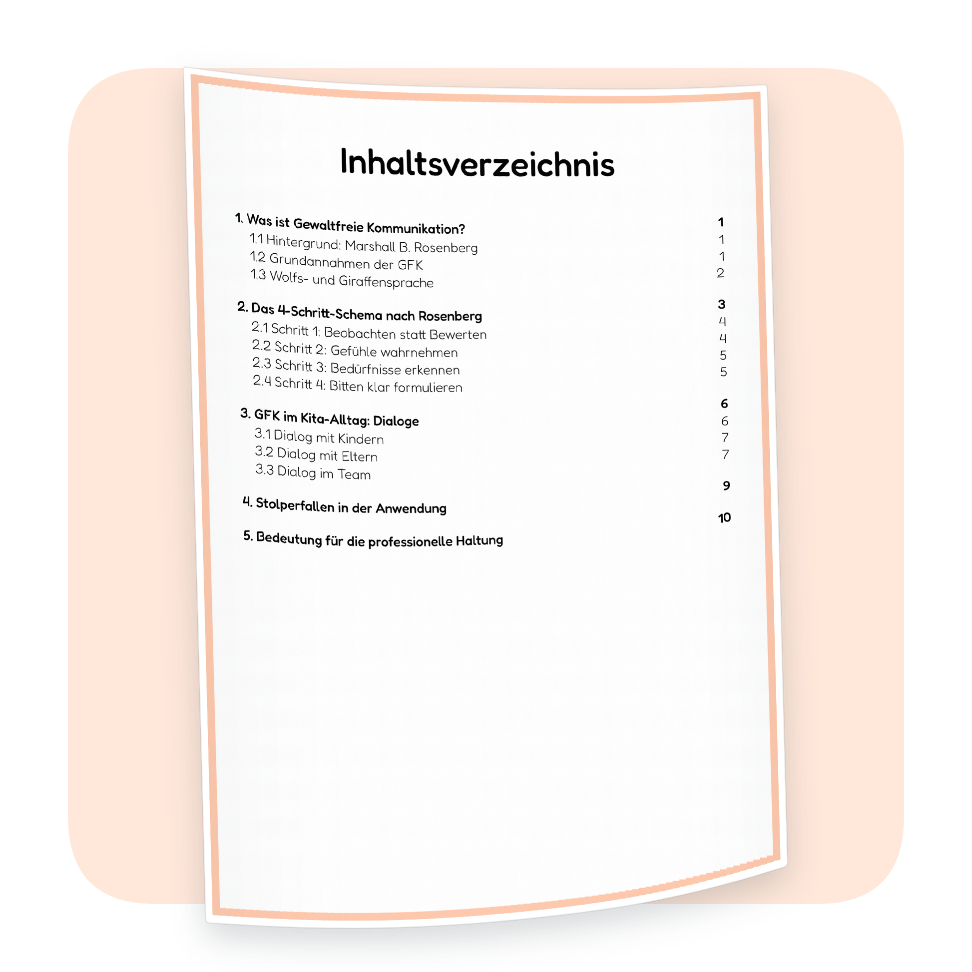 Inhaltsverzeichnis der PDF-Zusammenfassung „Gewaltfreie Kommunikation“ | ErzieherWissen
