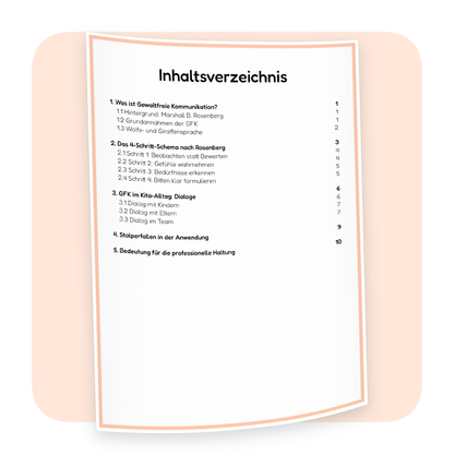 Inhaltsverzeichnis der PDF-Zusammenfassung „Gewaltfreie Kommunikation“ | ErzieherWissen
