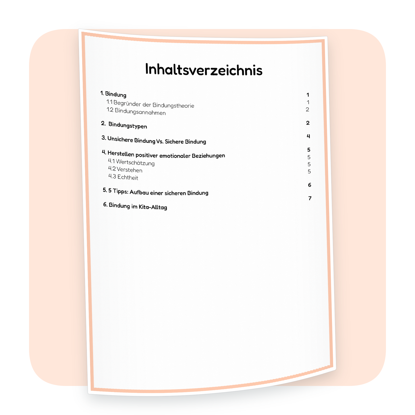 Inhaltsverzeichnis der PDF-Zusammenfassung „Bindungstheorie nach John Bowlby“ | ErzieherWissen