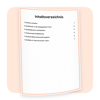 Inhaltsverzeichnis der PDF-Zusammenfassung „Konflikte in der Kita“ | ErzieherWissen