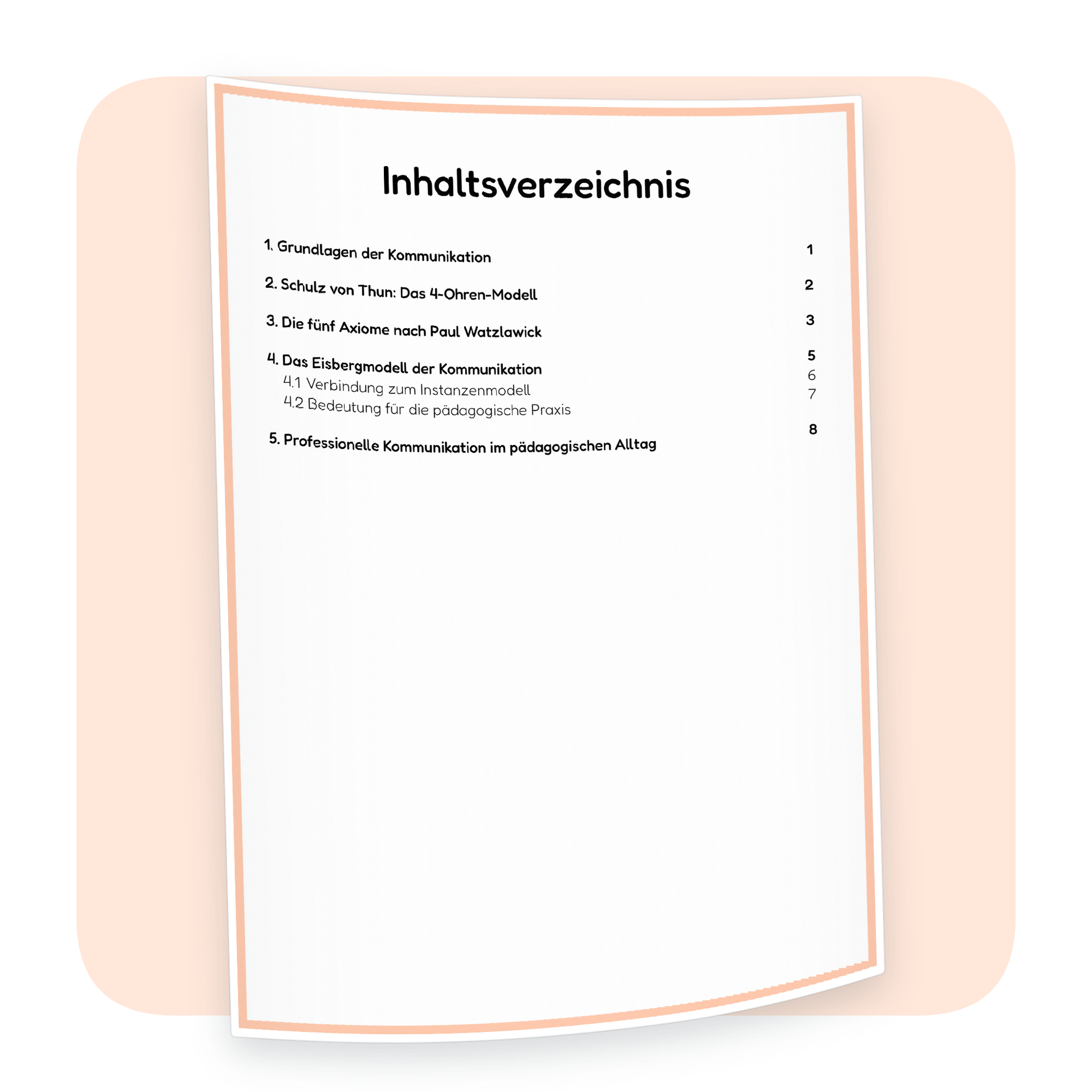 Inhaltsverzeichnis der PDF-Zusammenfassung „Kommunikation in der Erziehung“ | ErzieherWissen