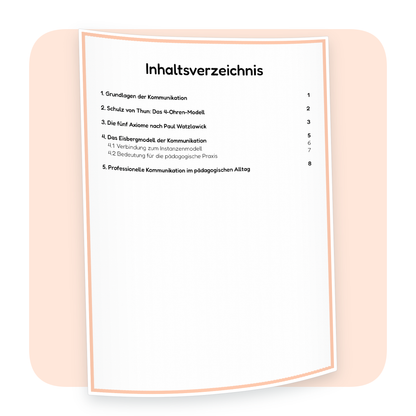 Inhaltsverzeichnis der PDF-Zusammenfassung „Kommunikation in der Erziehung“ | ErzieherWissen