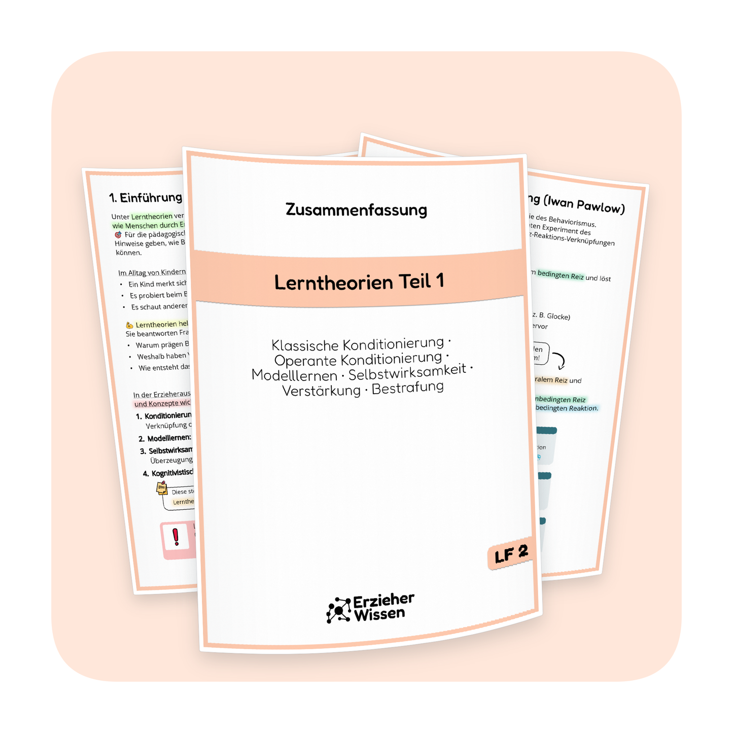 Produktübersicht der PDF-Zusammenfassung „Lerntheorien Teil 1“ | ErzieherWissen
