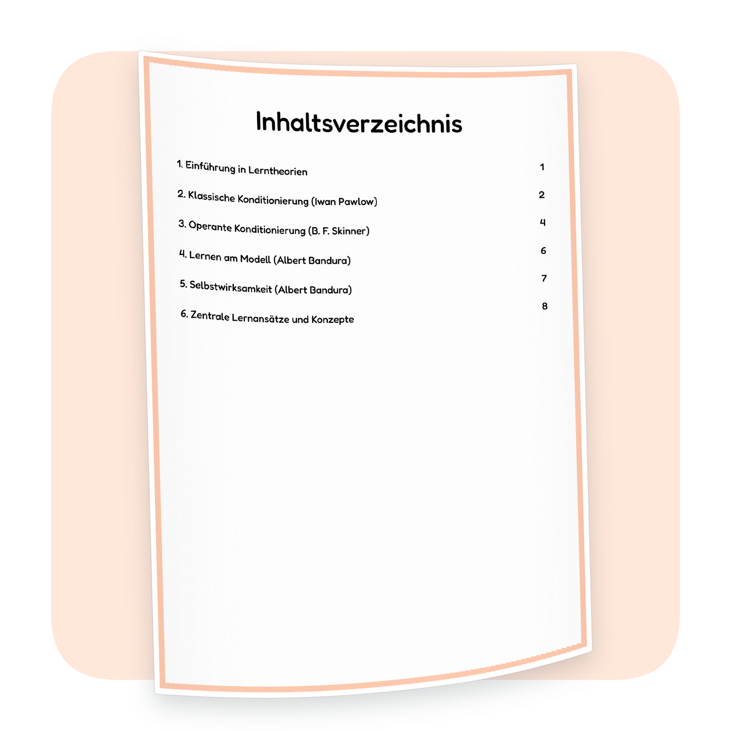 Inhaltsverzeichnis der PDF-Zusammenfassung „Lerntheorien Teil 1“ | ErzieherWissen