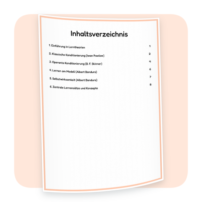 Inhaltsverzeichnis der PDF-Zusammenfassung „Lerntheorien Teil 1“ | ErzieherWissen