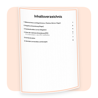 Inhaltsverzeichnis der PDF-Zusammenfassung „Lerntheorien Teil 2“ | ErzieherWissen