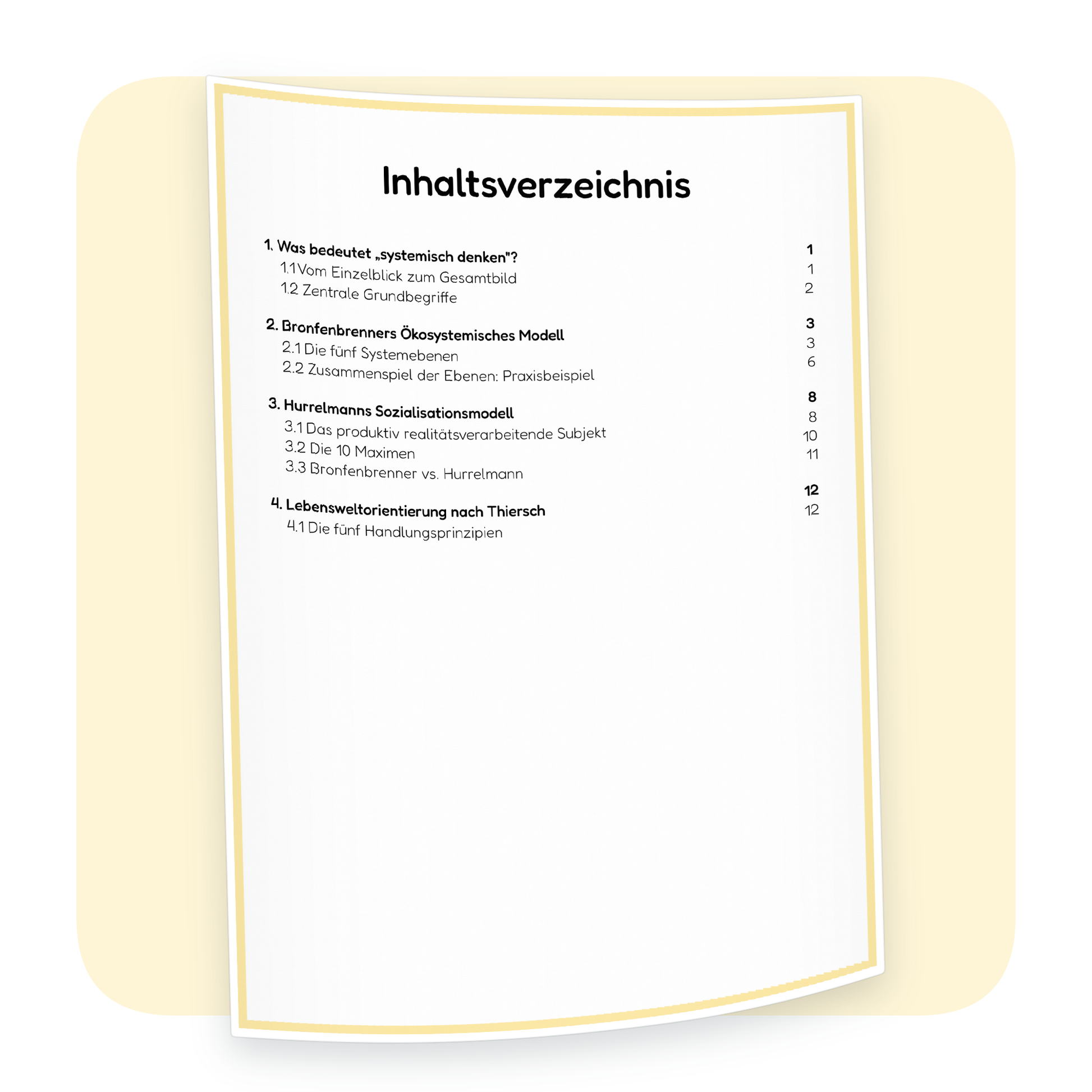 Inhaltsverzeichnis der PDF-Zusammenfassung „Systemisches Denken in der Sozialpädagogik“ | ErzieherWissen