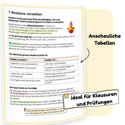 Beispielseite der PDF-Zusammenfassung „Resilienz bei Kindern fördern“ | ErzieherWissen