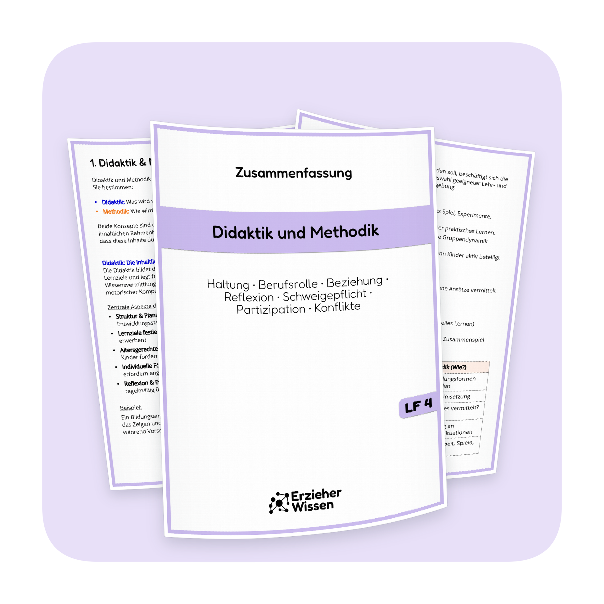 Produktübersicht der PDF-Zusammenfassung „Didaktik und Methodik“ | ErzieherWissen