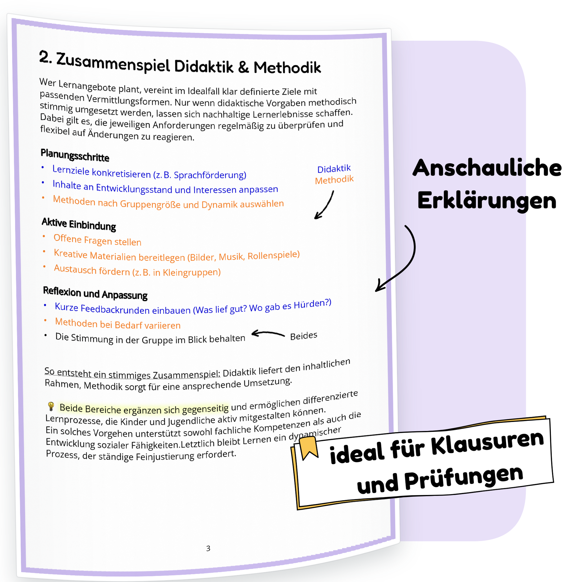 Beispielseite der PDF-Zusammenfassung „Didaktik und Methodik“ | ErzieherWissen
