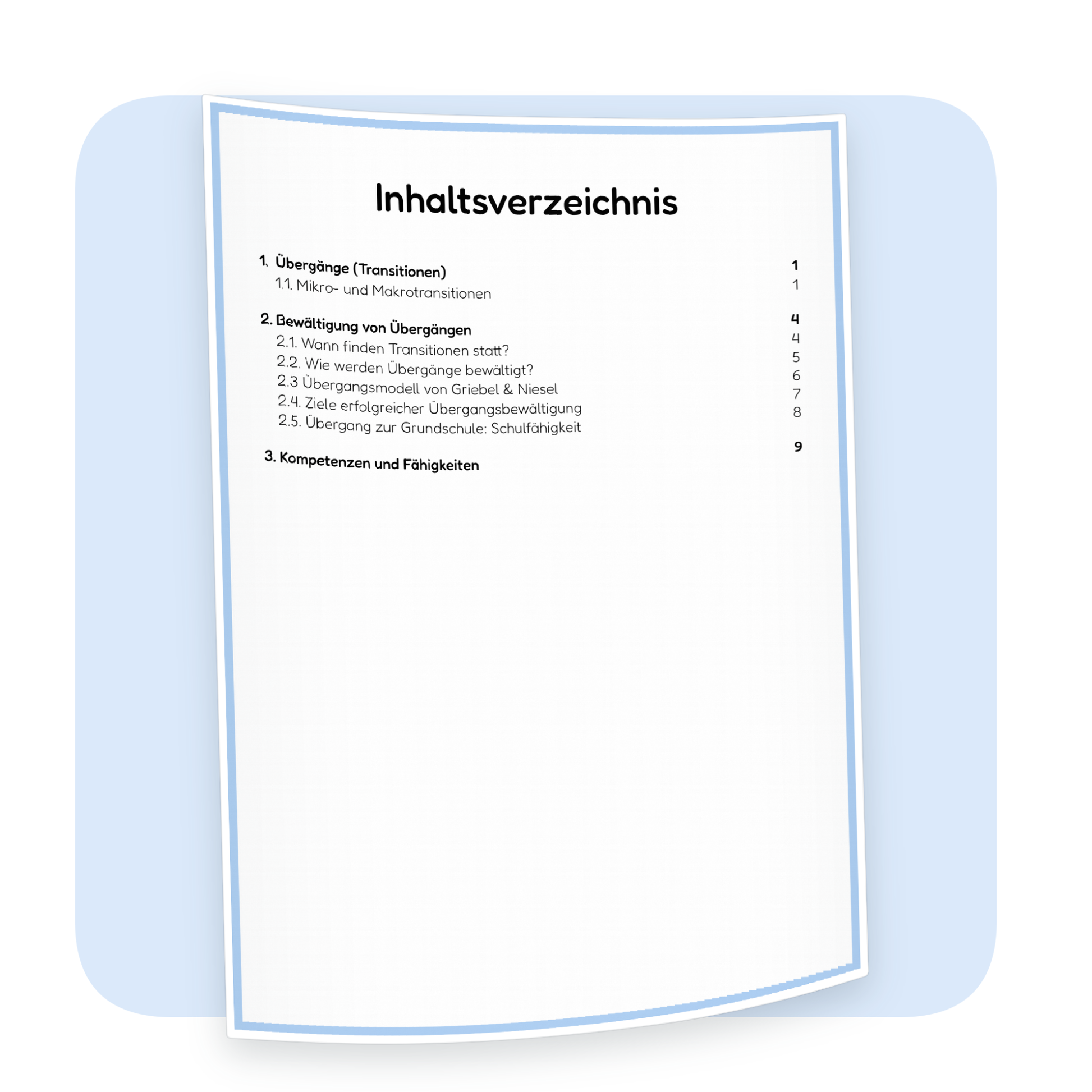Inhaltsverzeichnis der PDF-Zusammenfassung „Übergänge im Leben von Kindern“ | ErzieherWissen
