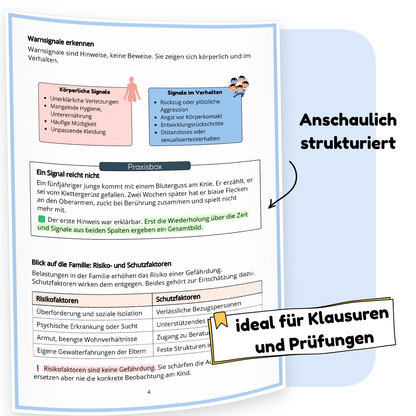 Beispielseite des PDF-Lernskripts „Schutzauftrag bei Kindeswohlgefährdung § 8a“ | ErzieherWissen