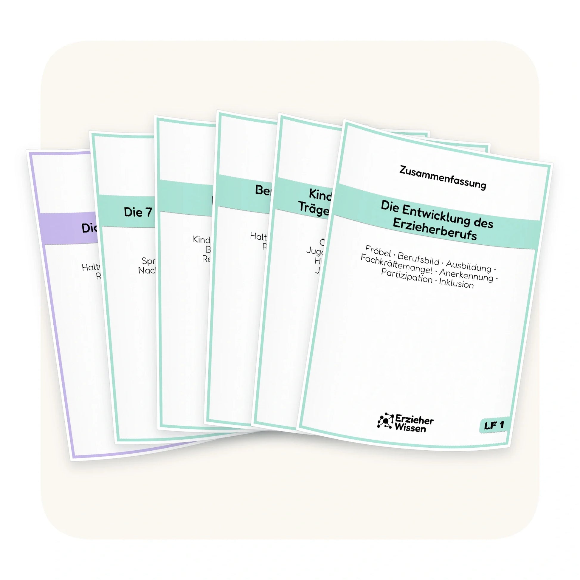 Bundle 1 mit sechs PDF-Zusammenfassungen zu Berufsbild, professioneller Haltung und Grundlagen der Erzieherausbildung | ErzieherWissen
